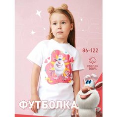 Футболка МУЛЬТИКИДЗ, размер 36, белый/коралловый