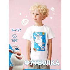 Футболка МУЛЬТИКИДЗ, размер 32, белый/голубой