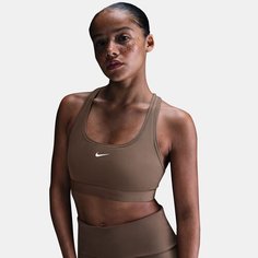 Топ спортивный NIKE Swoosh, размер S, коричневый