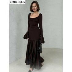 Платье EMBERENS Весна-лето 2025, размер 48, коричневый