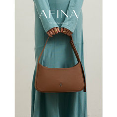 Сумка сэтчел Afina, фактура зернистая, коричневый