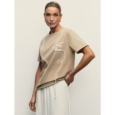 Футболка Zarina, размер L (RU 48), бежевый