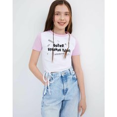 Футболка Gloria Jeans, размер 12-14л/158-164, белый/розовый