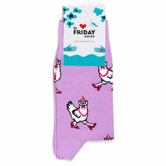 Носки St. Friday Носки с рисунками St.Friday Socks Чикен дива, размер 34-37, белый, фиолетовый, красный