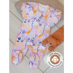 Комбинезон BABYGLORY Райский сад, закрытая стопа, размер 18-56, оранжевый