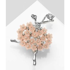Брошь Queen Fair, стразы, стекло, 1 шт., розовый/серебристый