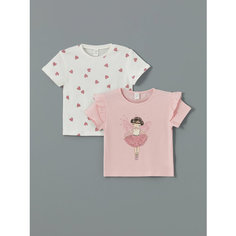 Футболка LC Waikiki, комплект из 2 шт., размер 2-3 лет, pink