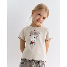 Футболка Gloria Jeans, размер 2-4г/104, бежевый