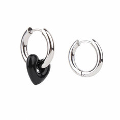 Серьги Hola Jewelry, эмаль, размер 18 мм, черный
