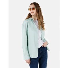 Рубашка COLINS Relaxed Fit, размер XL, зелeный
