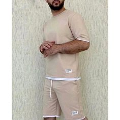 Костюм спортивный , размер 48, бежевый Нет бренда