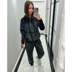 Костюм спортивный женский летний для занятия спортом, бегом, прогулкой и фитнесом, размер 42, черный Нет бренда