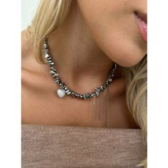 Колье MOON SOUL, длина 35 см, серебристый/белый