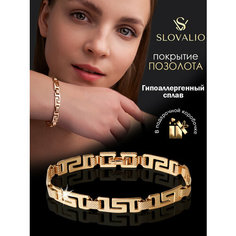 Браслет SLOVALIO, фианит, искусственный камень, циркон синтетический, размер 18.5 см, размер one size, золотистый