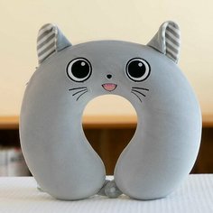 Подушка для шеи , 1 шт., размер XL, серый меланж