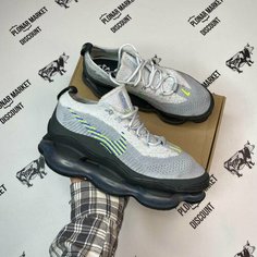 Кроссовки NIKE Air Max Scorpion Flyknit, размер 42 eu / 8,5 US / 26,5 см, желтый, синий, черный, серый, зеленый