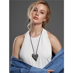 Колье Elletri, длина 40 см, серебряный, черный