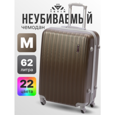 Чемодан TEVIN, 62 л, размер M, темно-коричневый