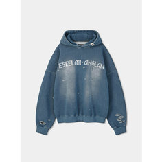 Худи ANGLAN Damage Denim Washed, размер One size, , blue