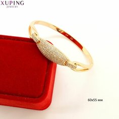 Жесткий браслет XUPING JEWELRY, фианит, искусственный камень, золотистый