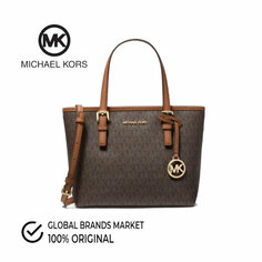 Сумка тоут MICHAEL KORS, фактура зернистая, коричневый