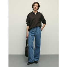 Джинсы широкие Zarina wide leg, размер S (RU 44)/170, голубой индиго