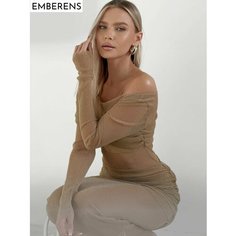 Платье EMBERENS Весна-лето 2025, размер M, бежевый