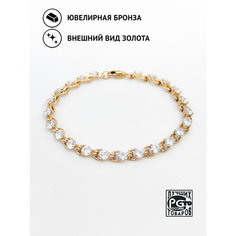 Теннисный браслет Кристалл Мечты, фианит, размер 19.5 см, золотистый, бесцветный
