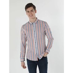 Рубашка COLINS Slim Fit, размер S, коричневый