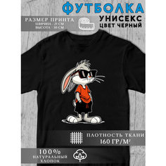 Футболка Кролики, 1 шт., размер XS, черный Без бренда