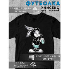 Футболка Кролики, 1 шт., размер S, черный Без бренда