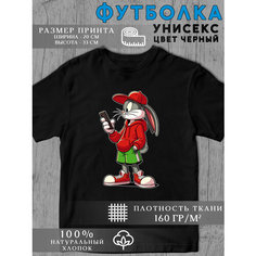 Футболка Кролики, 1 шт., размер S, черный Без бренда