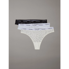Трусы CALVIN KLEIN, комплект из 3 шт., размер S, черный/белый/светло-голубой