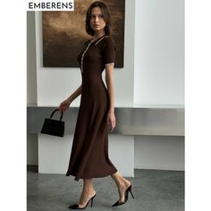 Платье EMBERENS Весна-лето 2025, размер S, коричневый