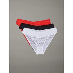 Трусы CALVIN KLEIN, комплект из 3 шт., размер L, черный/белый/красный