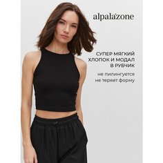 Кроп-топ alpalazone, размер 48, черный/черный