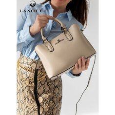 Сумка тоут LANOTTI, фактура зернистая, слоновая кость