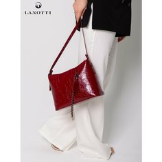 Сумка кросс-боди LANOTTI, фактура гладкая, лаковая, бордовый