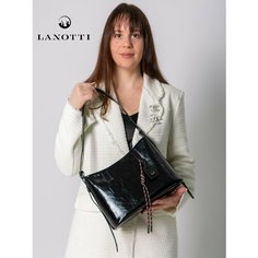 Сумка кросс-боди LANOTTI, фактура гладкая, лаковая, чёрный лаковый