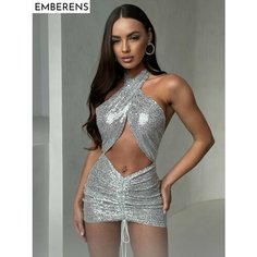 Платье EMBERENS Весна-лето 2025, размер M, серебристый