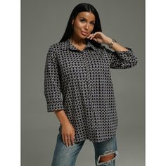 Блуза LOVETEX.STORE Большие размеры, размер 52, черный, бежевый