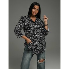 Блуза LOVETEX.STORE Большие размеры, размер 50, черный, белый