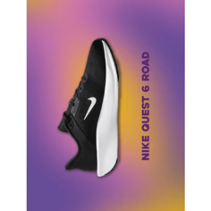 Кроссовки NIKE Quest 6 Road, полнота F, размер 9 US, черный