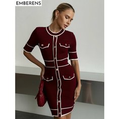 Платье EMBERENS Весна-лето 2025, размер L, бордовый