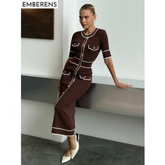 Платье EMBERENS Весна-лето 2025, размер M, темно-коричневый