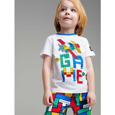 Футболка playToday, размер 110, белый/синий