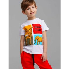 Футболка playToday, размер 104, красный, желтый, белый