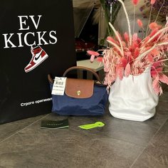 Сумка кросс-боди Longchamp, фактура гладкая, темно-синий