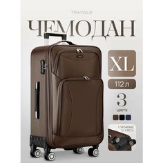 Чемодан , 112 л, размер XL, коричневый Нет бренда