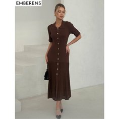 Платье EMBERENS Весна-лето 2025, размер L, коричневый